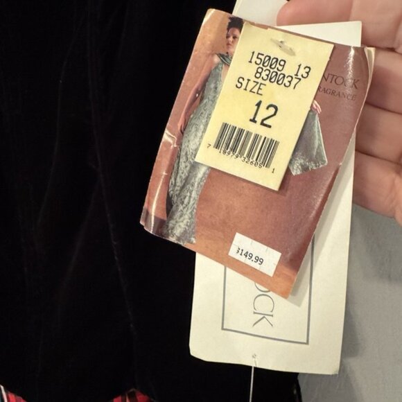 Vintage Scott McClintock Dress Women's 12 Black Velvet Tartan Plaid Holiday Maxi - Picture 4 of 13